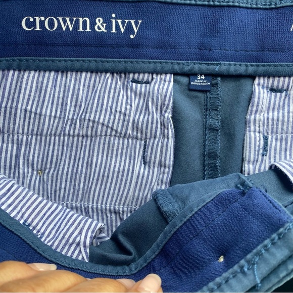 Crown and Ivy men’s navy motion flex SOFT Chino shorts size 34 - Picture 5 of 7